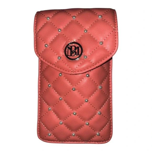Badgley Mischka Quilted Phone Crossbody – Red Vegan Leather, Pearl Detail (NWT) - Picture 4 of 6